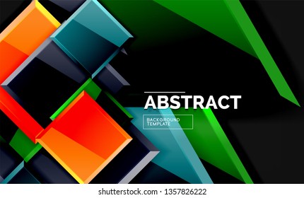 Squares and triangles geometrical background. Vector template