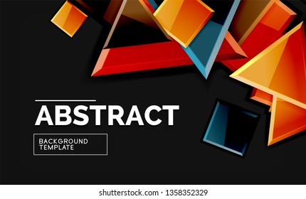 Squares and triangles geometrical background. Vector template