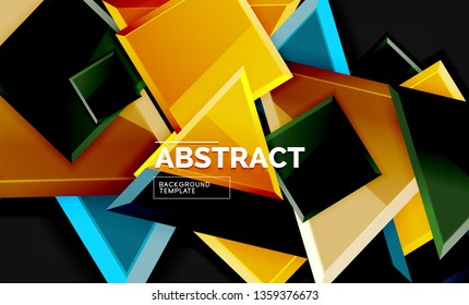 Cuadrados y triángulos de fondo geométrico. Plantilla de vector