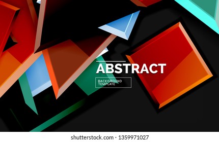 Squares and triangles geometrical background. Vector template