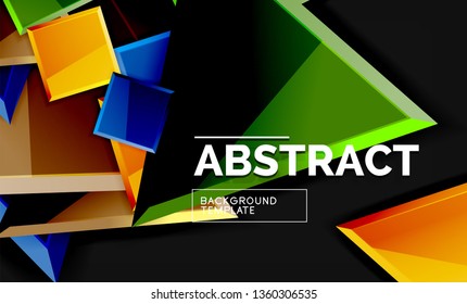 Squares and triangles geometrical background. Vector template