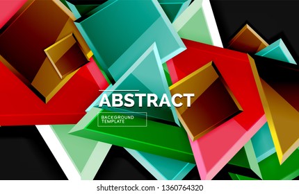 Squares and triangles geometrical background. Vector template