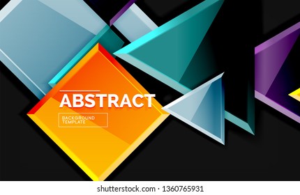 Squares and triangles geometrical background. Vector template