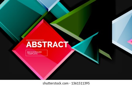 Squares and triangles geometrical background. Vector template