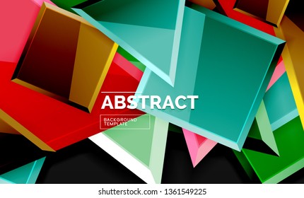 Squares and triangles geometrical background. Vector template
