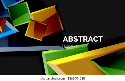 Cuadrados y triángulos de fondo geométrico. Plantilla de vector