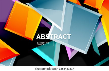 Squares and triangles geometrical background. Vector template