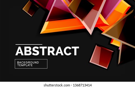 Quadrate und dreieckiger geometrischer Hintergrund. Vektorgrafik-Vorlage