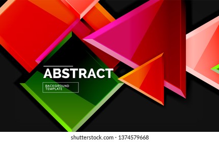 Squares and triangles geometrical background. Vector template