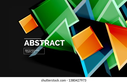 Squares and triangles geometrical background. Vector template