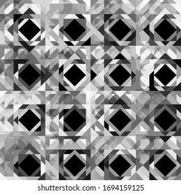 Squares, triangles. Seamless pattern black-and-white-gray.