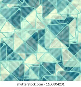 Squares and triangles. Seamless pattern. Camouflage texture. Diagonal stripes. Merry background.