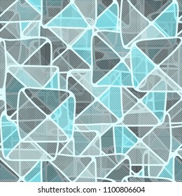 Squares and triangles. Seamless pattern. Camouflage texture. Diagonal stripes. Merry background.