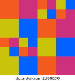 Squares in various colors and sizes. Colorful, seamless repeatable vector pattern.