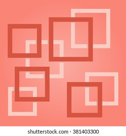 Squares vector abstract background. Chaotic squares vector abstract backdrop. Overlapping squares vector abstract pattern. Red squares vector abstract pattern.