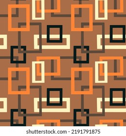 Squares vector pattern. Irregular rectangles on brown background. Simple shapes for fashion, textile, wrapping paper.