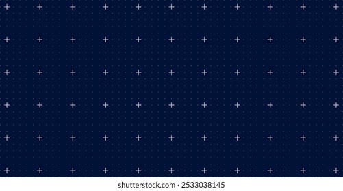 Quadrados com marcadores cruzados brancos sobre o plano de fundo azul da grade, plano de fundo quadrado com espaço vazio