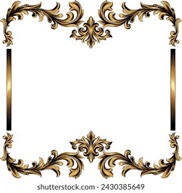 Square-shaped ornament, in gold color, you can use this as decoration or template