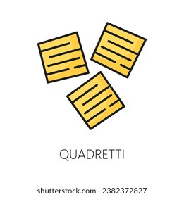 Square-shaped Quadretti pasta flakes isolated color outline icon. Vector Italy traditional quadretti pasta, Italian food cuisine