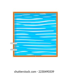 Ilustración vectorial de la piscina cuadrada. Vista superior de las piscinas con agua y escalera para estar aisladas de fondo blanco. Vacaciones, verano, recreación, concepto deportivo