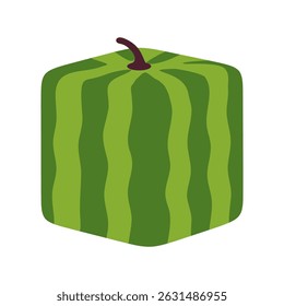 Icono de sandía de forma cuadrada con rayas verdes oscuras y un tallo Pequeño en la parte superior.