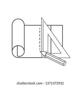 squaring rule tool isolated icon