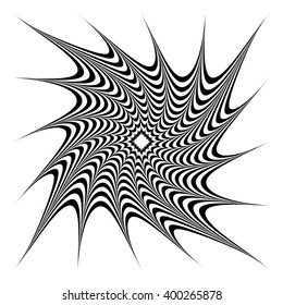 Squarish geometric abstract shape. Abstract, monochrome distorted shape, element isolated on white.