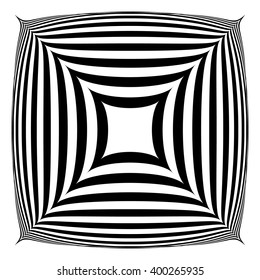 Squarish geometric abstract shape. Abstract, monochrome distorted shape, element isolated on white.