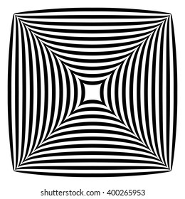 Squarish geometric abstract shape. Abstract, monochrome distorted shape, element isolated on white.
