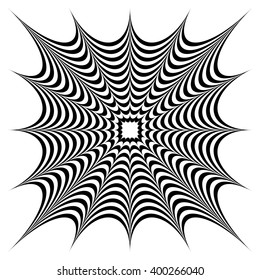 Squarish geometric abstract shape. Abstract, monochrome distorted shape, element isolated on white.