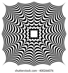 Squarish geometric abstract shape. Abstract, monochrome distorted shape, element isolated on white.