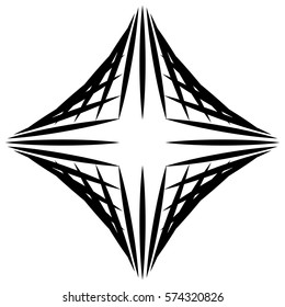 Squarish geometric graphic made of pointed lines. Edgy geometric pattern of random intersecting straight lines. Abstract vector art.