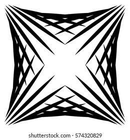 Squarish geometric graphic made of pointed lines. Edgy geometric pattern of random intersecting straight lines. Abstract vector art.