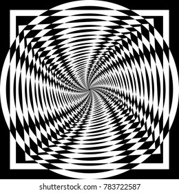 Squarred Circle Vortex arabesque blacl on transparent background