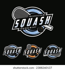 Squash Badge Logo Design Templates. Emblem set collection Identity Vector Illustration.