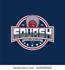 Squash badge logo design vector illustration in modern minimalist style