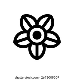 Flor de calabaza. Icono de Vector de trazo delineado con detalles rellenos de negro.