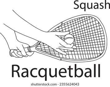 Squash Club Logo Emblem - Racquetball Racket Silhouette, Sports Man Holding Racquetball Racket - Vector Logo Design, Racquetball Silhouette Icon - Squash Game Emblem