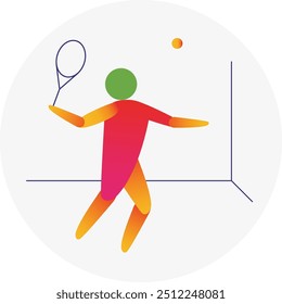 Squash competition icon. Colorful sport sign. 