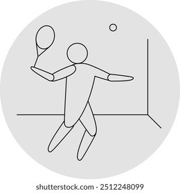 Squash competition icon. Sport sign. Line art.