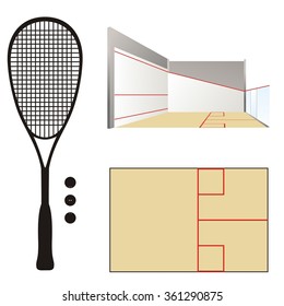 Squash court & racket