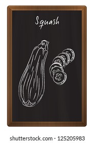 Squash drawn in chalk on the blackboard