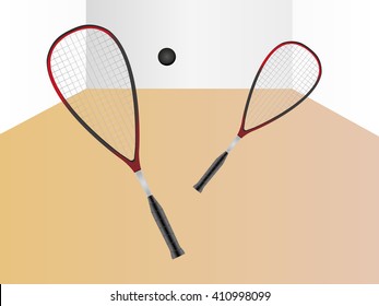 squash game -  imaginary game between two players - vector illustration