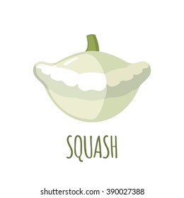 Squash icon in flat style.  Isolated object. Squash logo. Vegetable from the garden. Organic food. Vector illustration. 