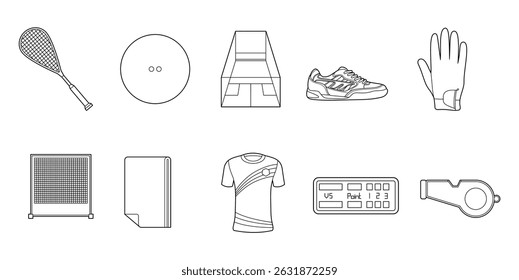Conjunto de Vectores de ilustración de contorno de equipo de calabaza