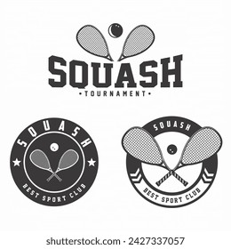 Squash logo collection, emblem set collections. Squash logo badge template bundle
