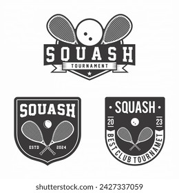 Squash logo collection, emblem set collections. Squash logo badge template bundle
