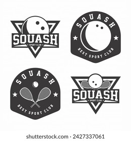 Squash logo collection, emblem set collections. Squash logo badge template bundle
