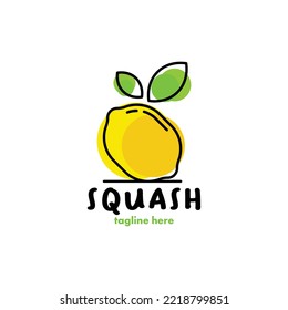 Squash Logo Design Concept for Business and Branding. Fresh Juice Drink Logo Template Vector. Lemon Logo Template