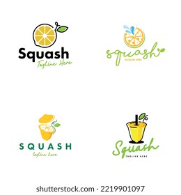 Squash Logo Set Design Concept for Business and Branding. Fresh Juice Drink Logo Template Vector. Lemon Logo Template